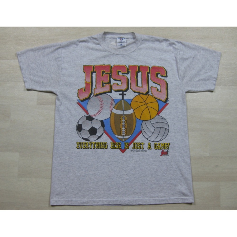 Vintage 90s Live for Jesus T Shirt Men's (L) Christian Religious Sports AOP USA